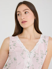 Floral Print Lace Vest Top