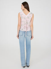 Floral Print Lace Vest Top