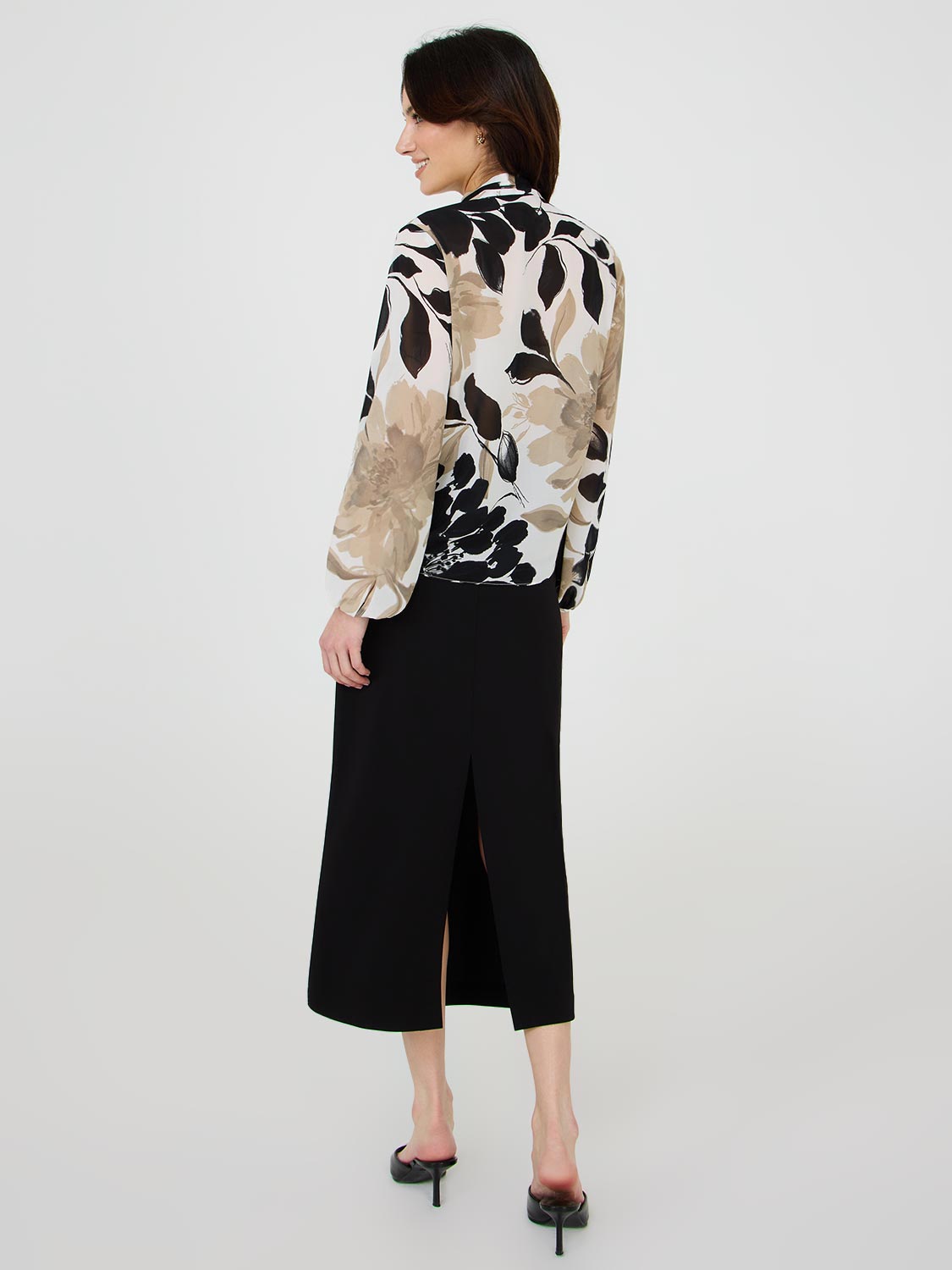 Floral Print Blouson Wrap Blouse