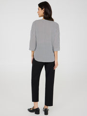 Geo Zip Front V-Neck Top