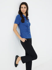 Printed Ruched Button-Front Blouse