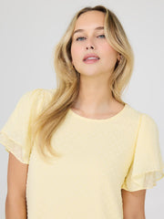 Tulip Sleeve Clip Dot Chiffon Top