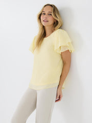 Tulip Sleeve Clip Dot Chiffon Top