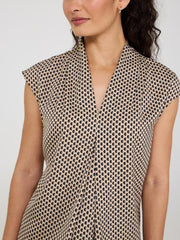Printed Satin Inverted Pleat Top