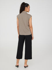 Printed Satin Inverted Pleat Top
