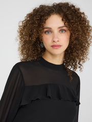 Long Sleeve Ruffle Chiffon Top
