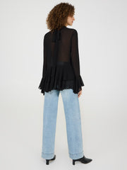 Long Sleeve Ruffle Chiffon Top