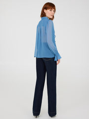 Button-Front Blouse With Ruffle Details
