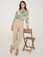 Paisley Print Chiffon Tie Neck Blouse