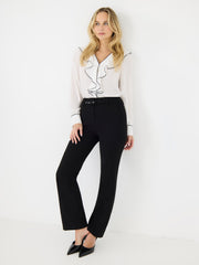 Ruffle V-Neck Button-Front Blouse