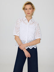 Short Sleeve Eyelet Blouse
