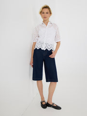 Short Sleeve Eyelet Blouse