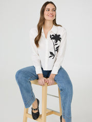 Floral Placement Poplin Blouse