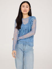 Ruffle V-Neck Lace Top With Cami