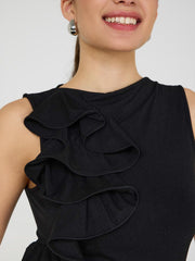 Sleeveless Ruffle Front Top
