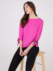 Boat Neck Bow-Tie Sleeve Top