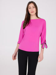 Boat Neck Bow-Tie Sleeve Top