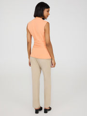 Sleeveless Crossover Top With Pleating