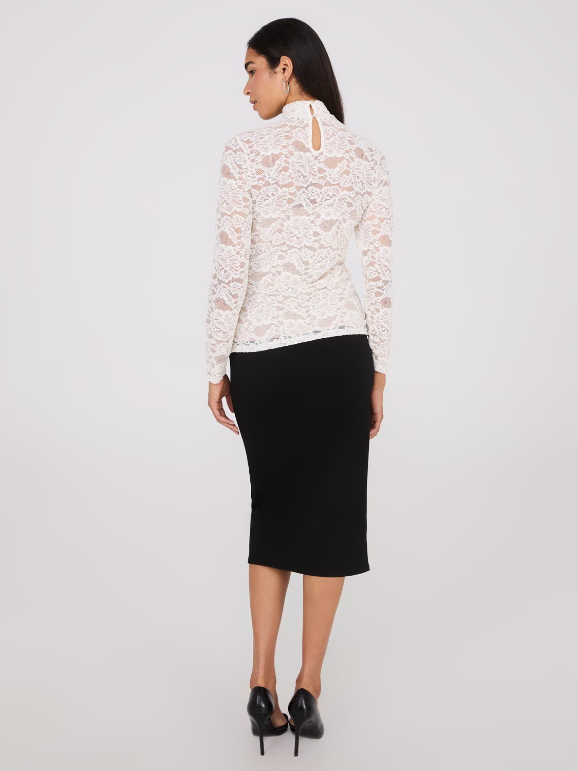 Lace Mock Neck Top With Cami