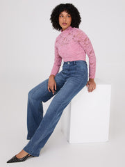 Lace Mock Neck Top With Cami