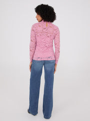 Lace Mock Neck Top With Cami
