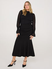 Pie Crust Neck Top With Lace Sleeves