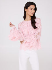 Lace Top With Scalloped Ruffle Details