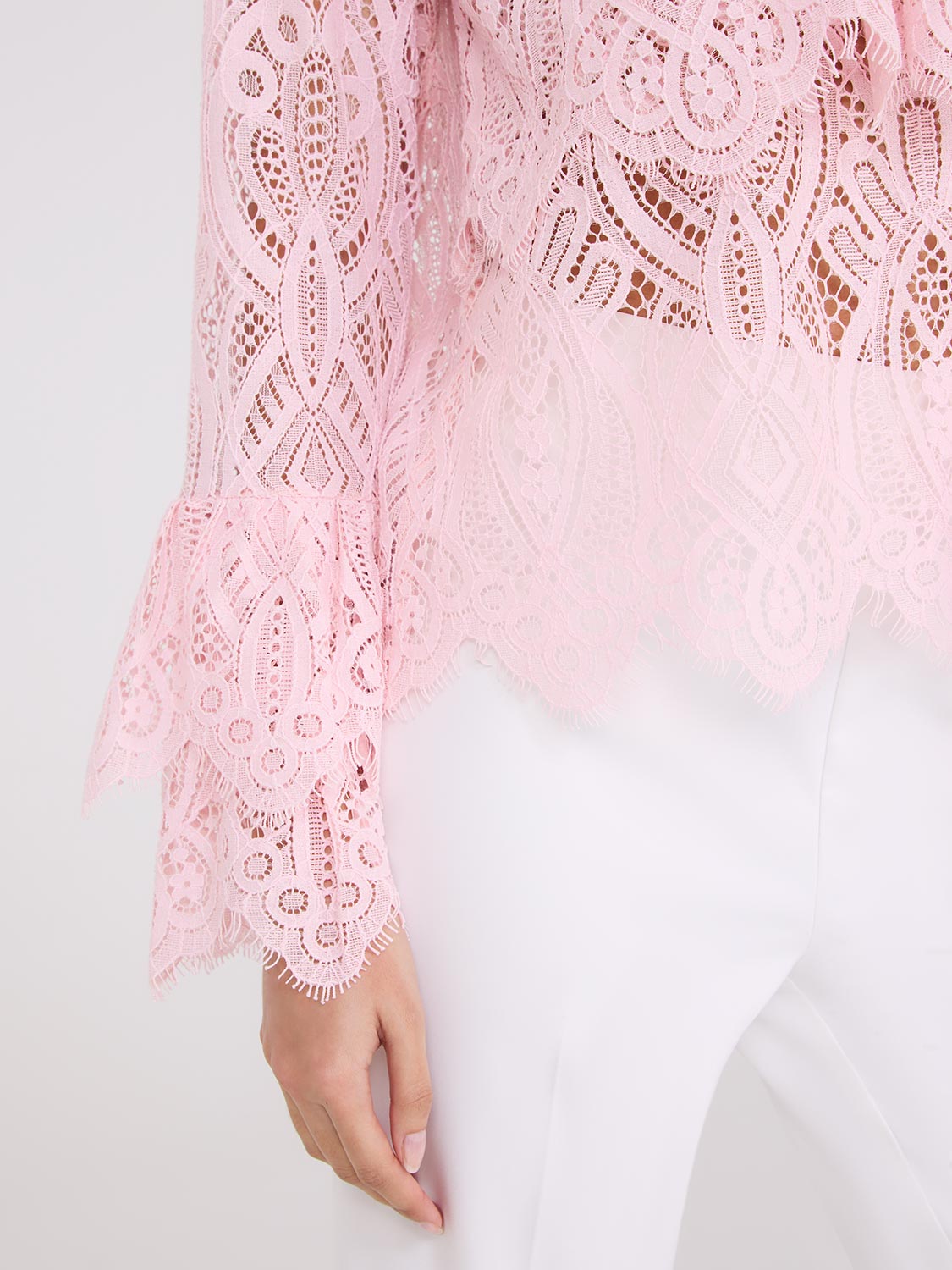 Lace Top With Scalloped Ruffle Details