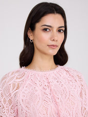 Lace Top With Scalloped Ruffle Details