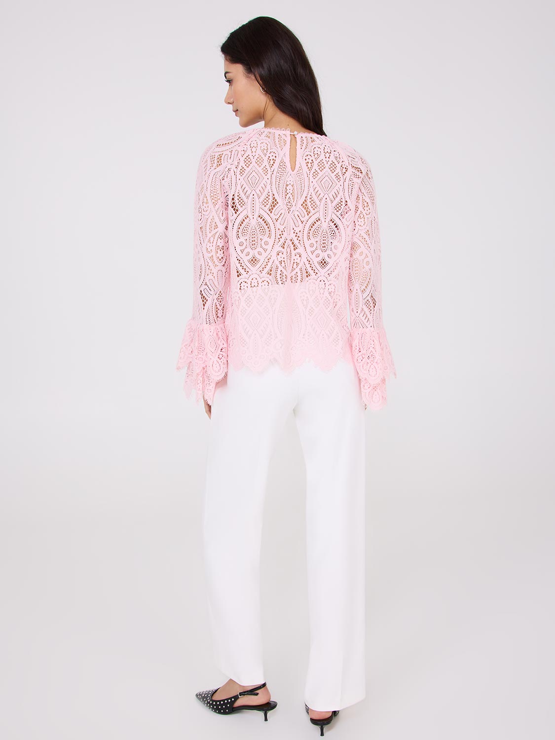 Lace Top With Scalloped Ruffle Details