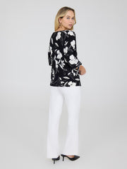 Floral Print Bow-Tie Sleeve Top