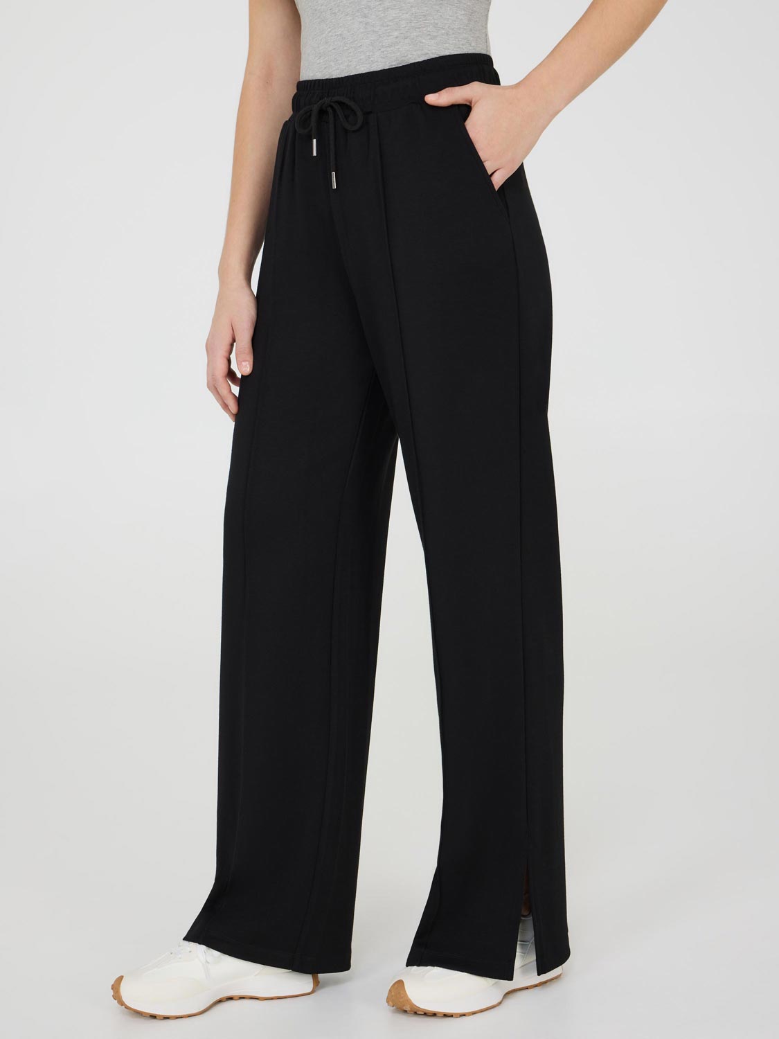 Slit Hem Wide-Leg Pants