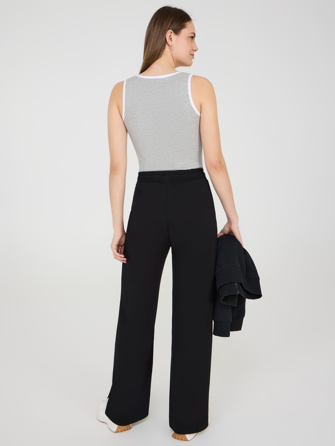 Slit Hem Wide-Leg Pants