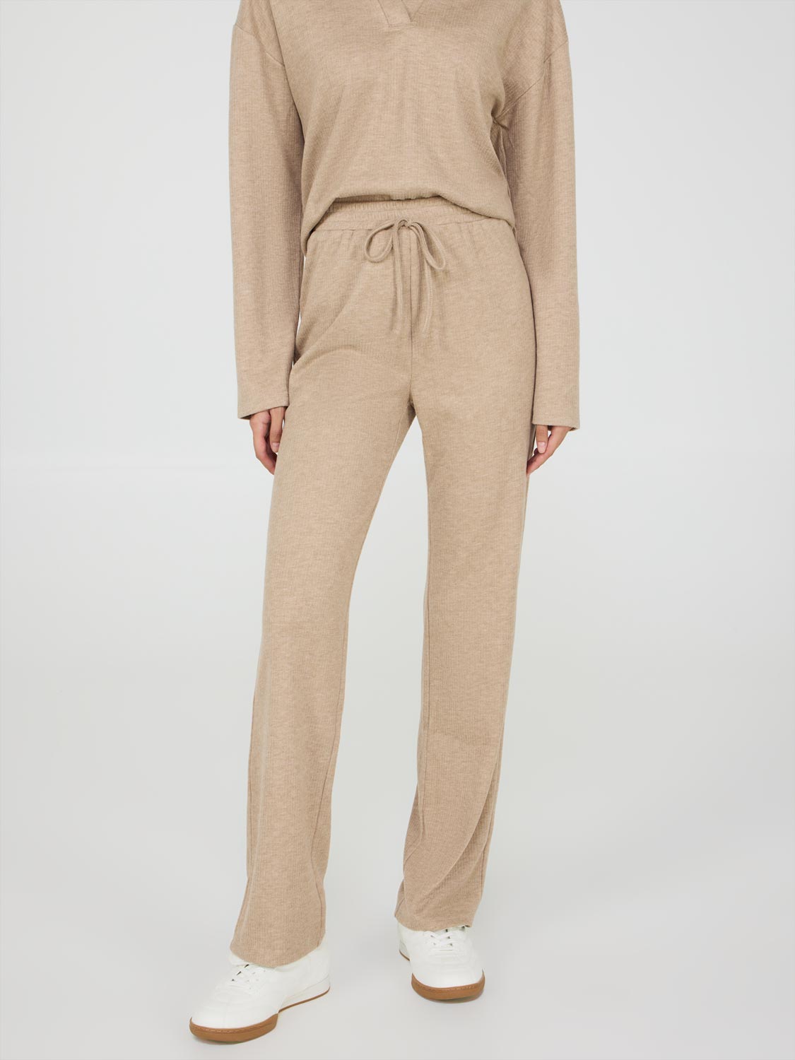 Melange Ribbed Straight Leg Pants