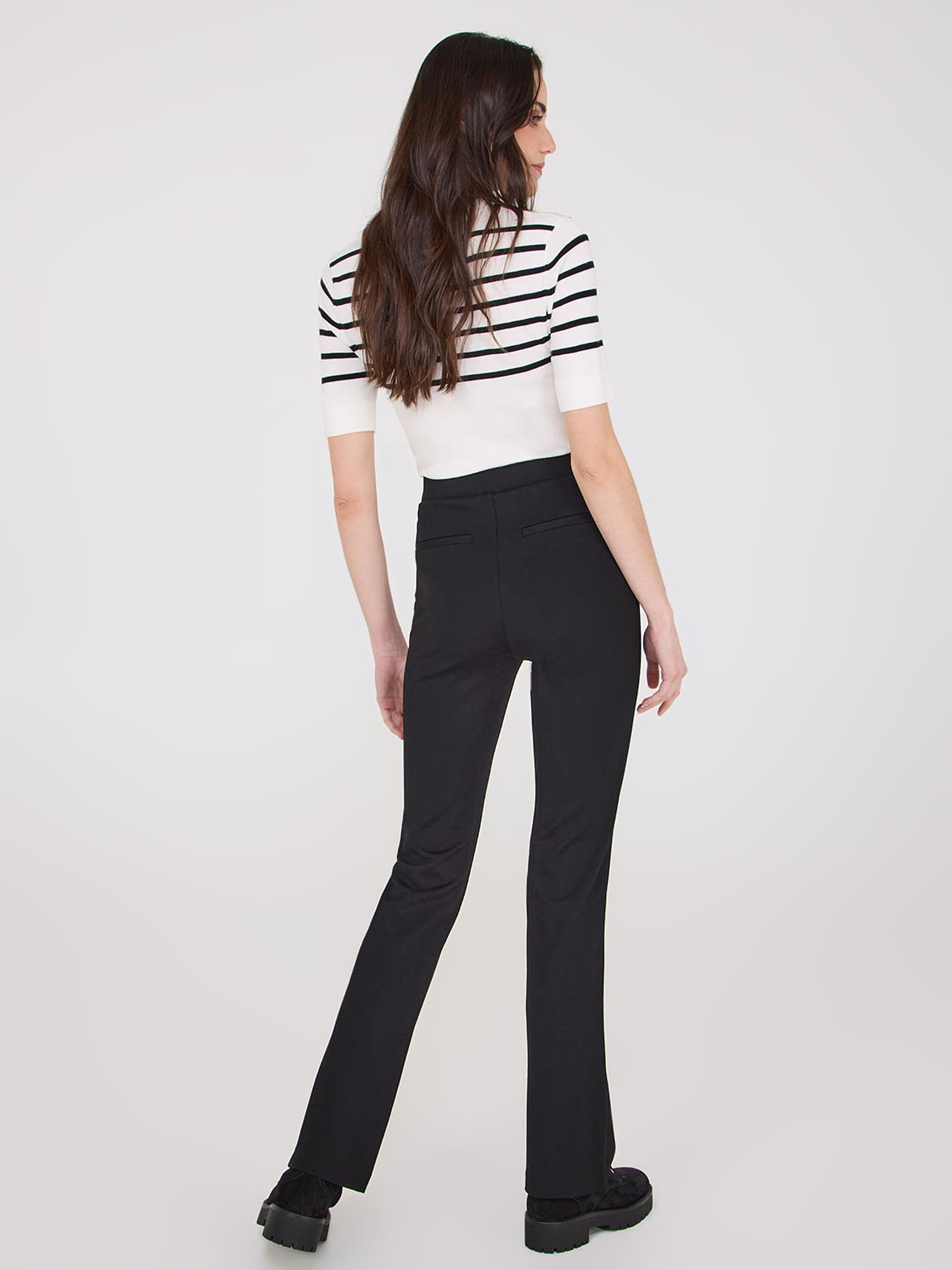 Pintuck Front Flare Leg Pants