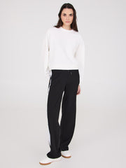 Contrast Side Band Wide-Leg Pants
