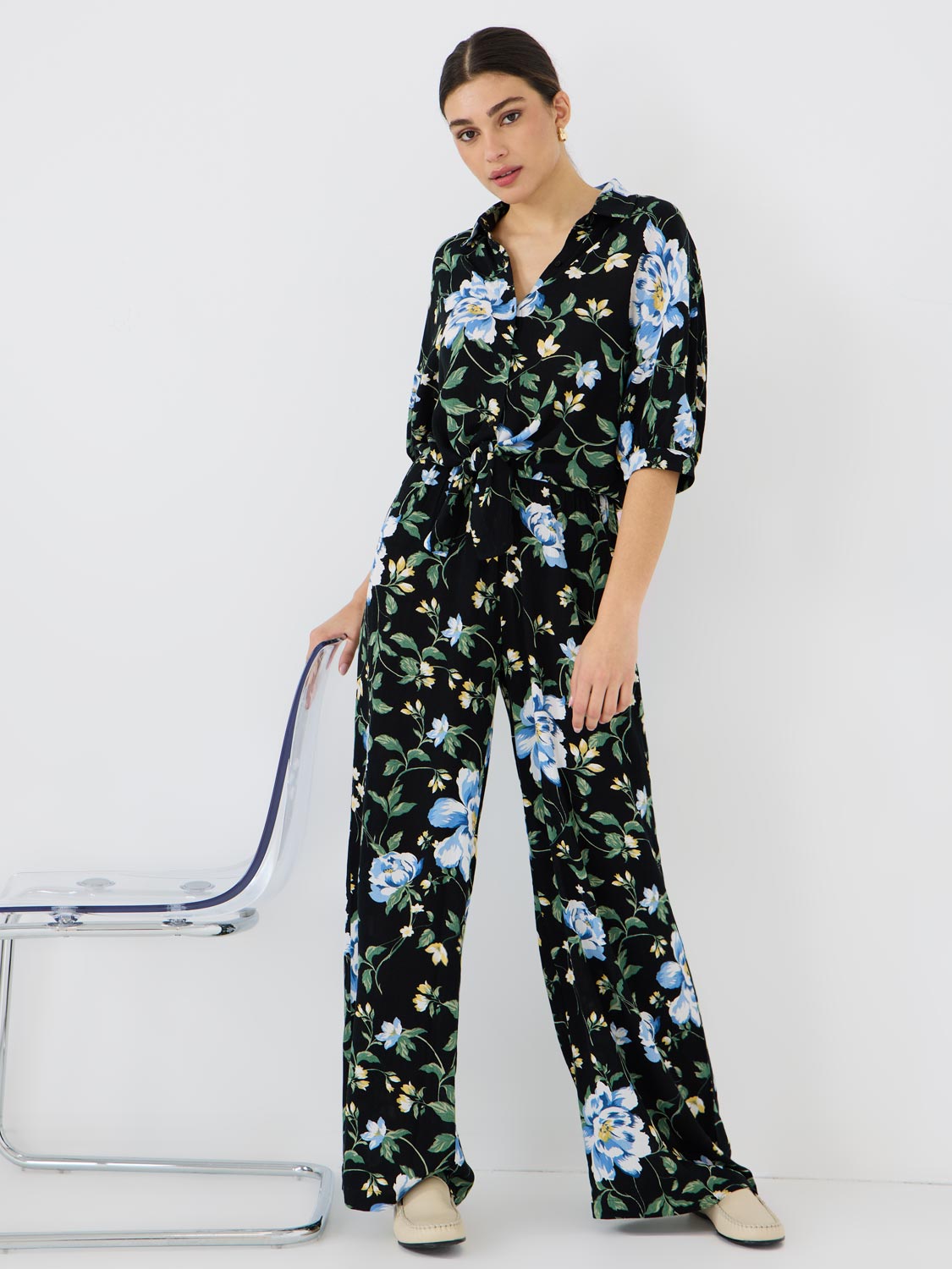 Floral Print Wide-Leg Palazzo Pants