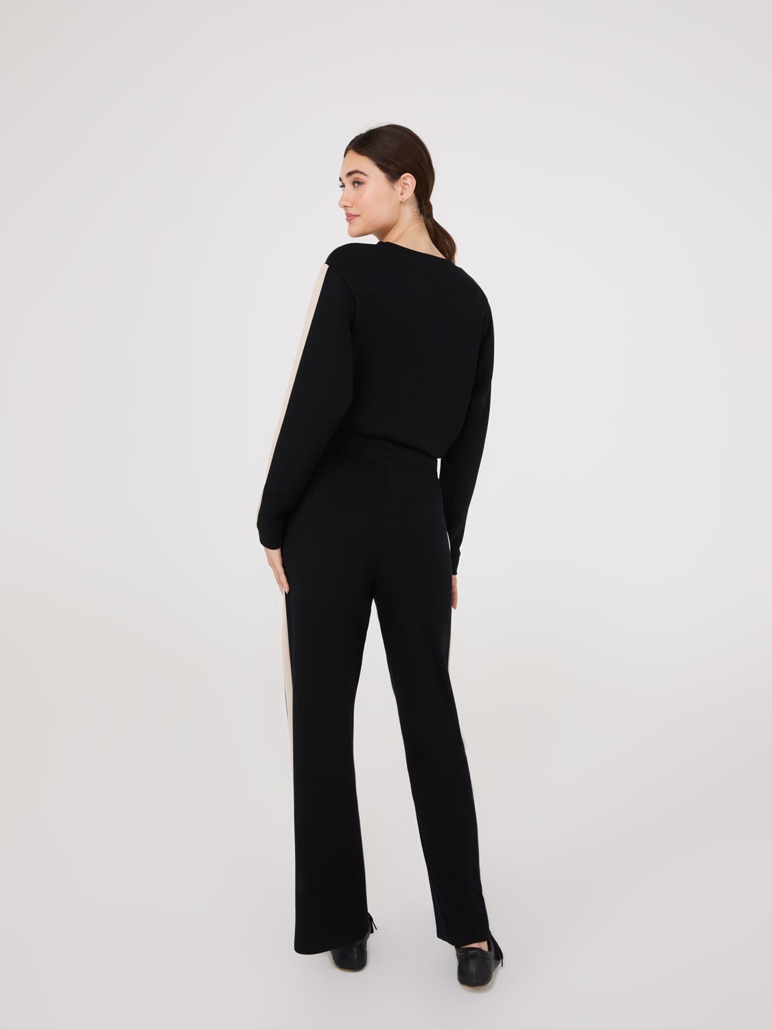 Contrast Stripe Cloud Fleece Wide-Leg Pants
