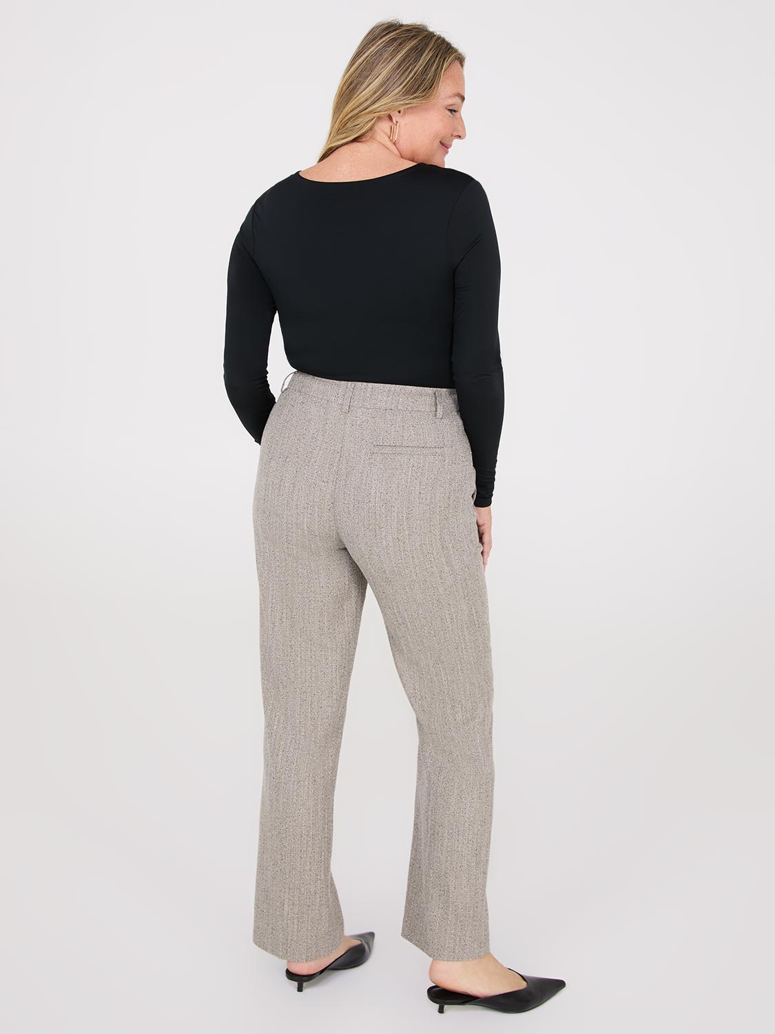 Herringbone Straight Leg Pants