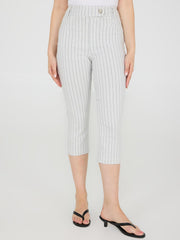 Striped Straight Leg Capri Pants