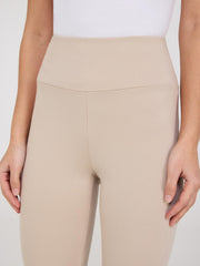 Wide Waistband Capri Pants With Slit Hem