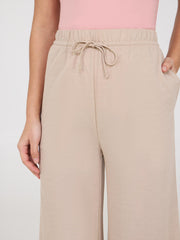 Drawstring Textured Wide-Leg Gaucho Pants