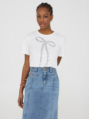 Short Sleeve T-Shirt With Sequin Bow