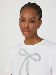 Short Sleeve T-Shirt With Sequin Bow
