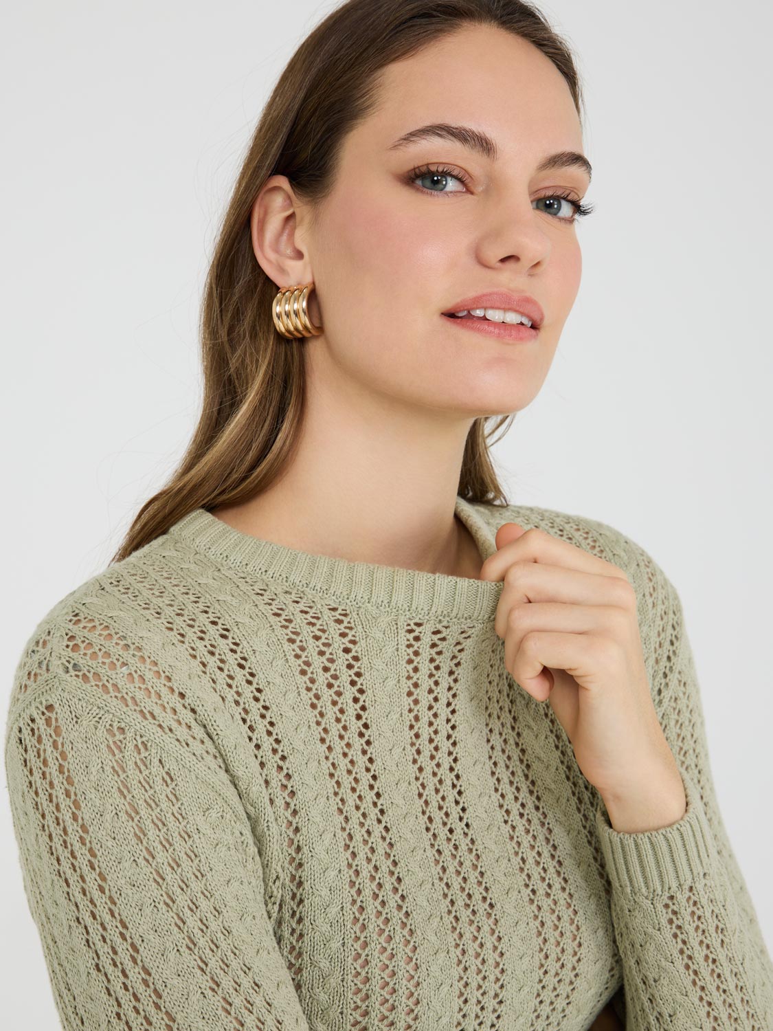 Crochet Crew Neck Sweater
