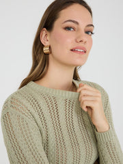 Crochet Crew Neck Sweater