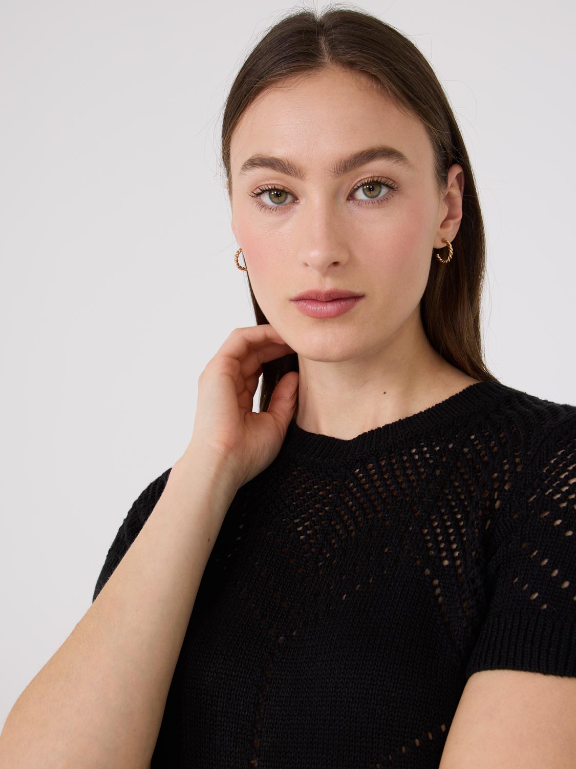 Short Sleeve Pointelle Sweater