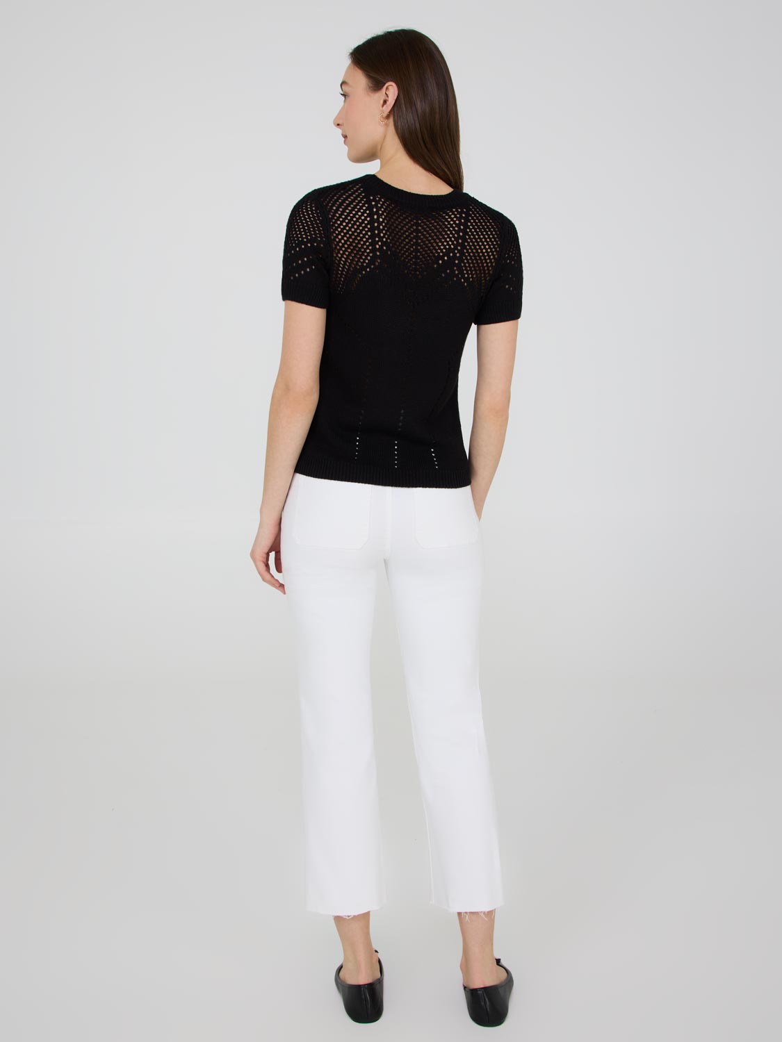 Short Sleeve Pointelle Sweater