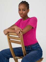 Short Sleeve Pointelle Sweater