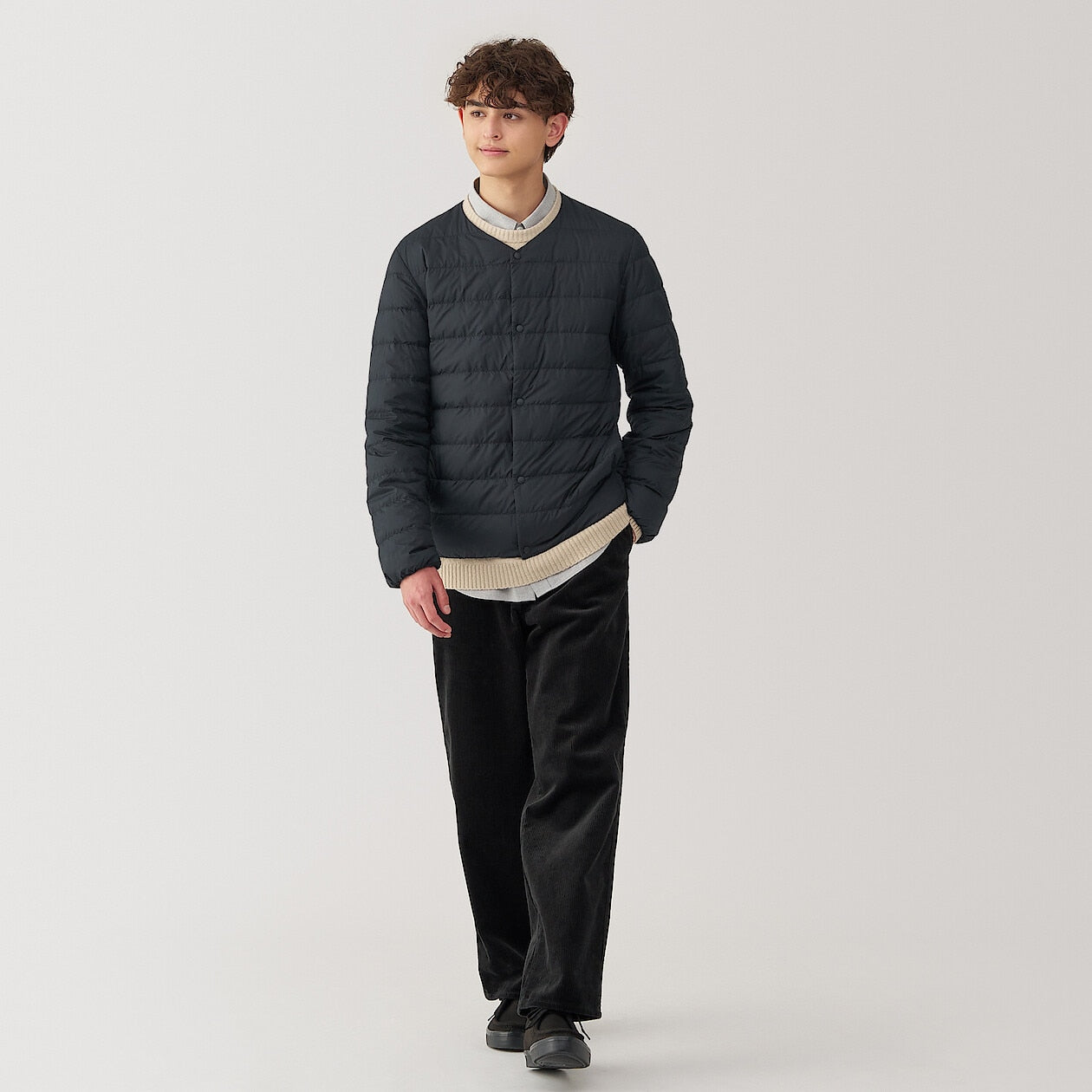 Lightweight Pocketable Collarless Down Puffer Jacket